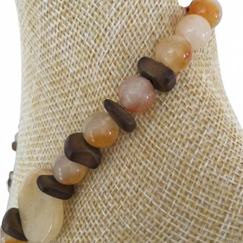 Artisan Semi‑Precious Stone Necklace - Ferruginous Quartz - Silver‑Tone - 31